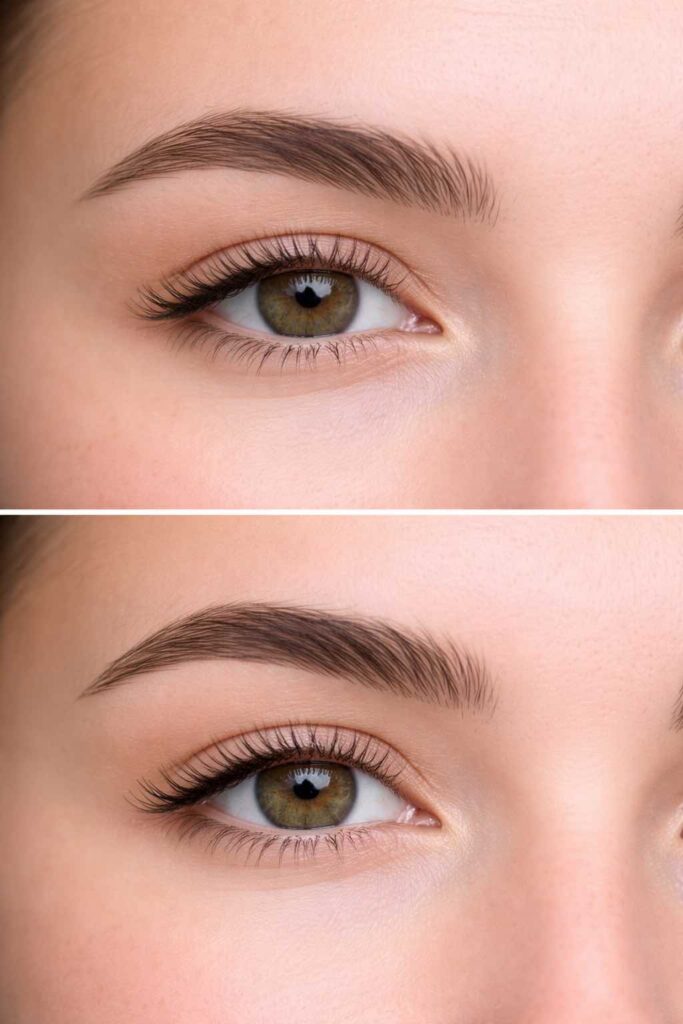 Rehaussement et teinture des sourcils pour un regard structuré et naturel